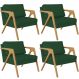 Kit 04 Poltronas Decorativas Sala Pietra Estrutura De Madeira L02 Suede Verde Musgo - Lyam Decor