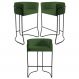 Kit 3 Banquetas Decorativas Base Aço Preto Betina A-89 Corano Verde - Domi