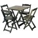 Conjunto Mesa Dobrável 70x70 com 4 Cadeiras Preta