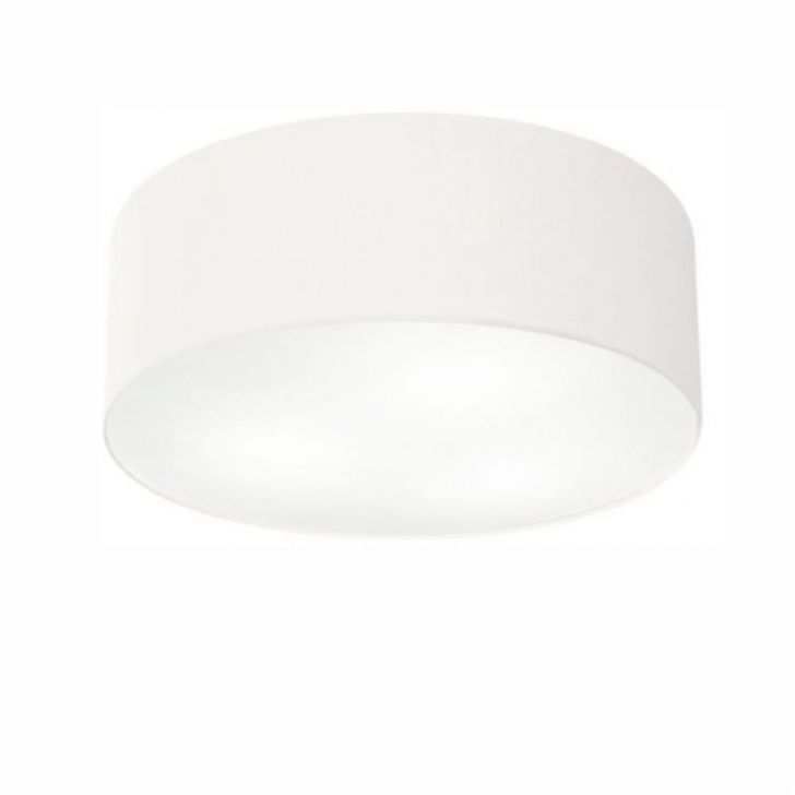 Plafon Cilíndrico Md-3047 Cúpula em Tecido 45x15cm Branco - Bivolt