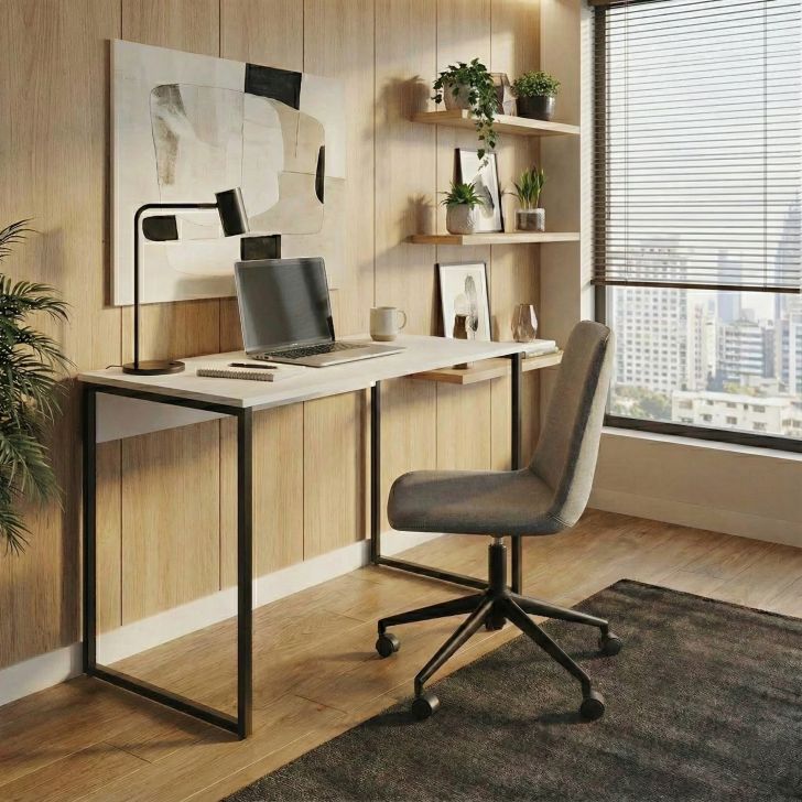 Mesa de Escritório Vick Branca e Preta 90 cm