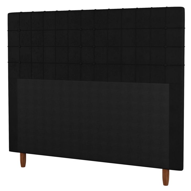 Cabeceira Cama Box Solteiro Parisis 90cm Sintético Preto - Desk Design