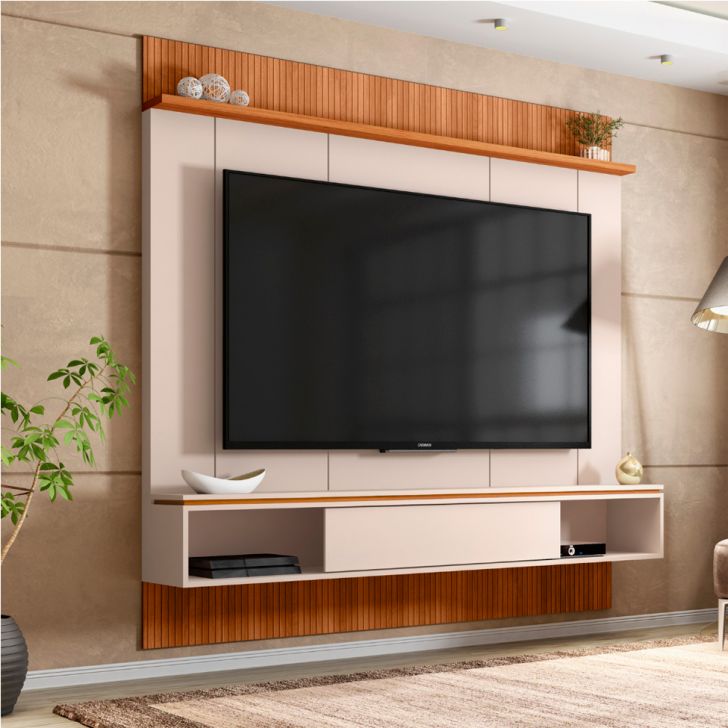 Painel para TV até 65 Polegadas Vênus Off White e Freijó