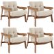 Kit 04 Poltronas Decorativa Fixa Para Sala Living Ikary L02 Canela Linho Palha - Lyam Decor