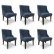 Kit 6 Cadeiras Decorativas Sala de Jantar Base Fixa de Madeira Firenze Suede Azul Marinho/Preto G19 - Gran Belo