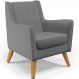 Poltrona Decorativa com Pés de Madeira Taroba D02 Veludo Cinza C-317 - Lyam Decor