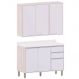 Kit Armário Aéreo e Balcão de Cozinha 120 cm 3 Portas Atenas Cinza Cristal