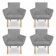 Kit 4 Poltronas Decorativa Leticia Suede Grafite Pés Palito Castanho - Pallazio