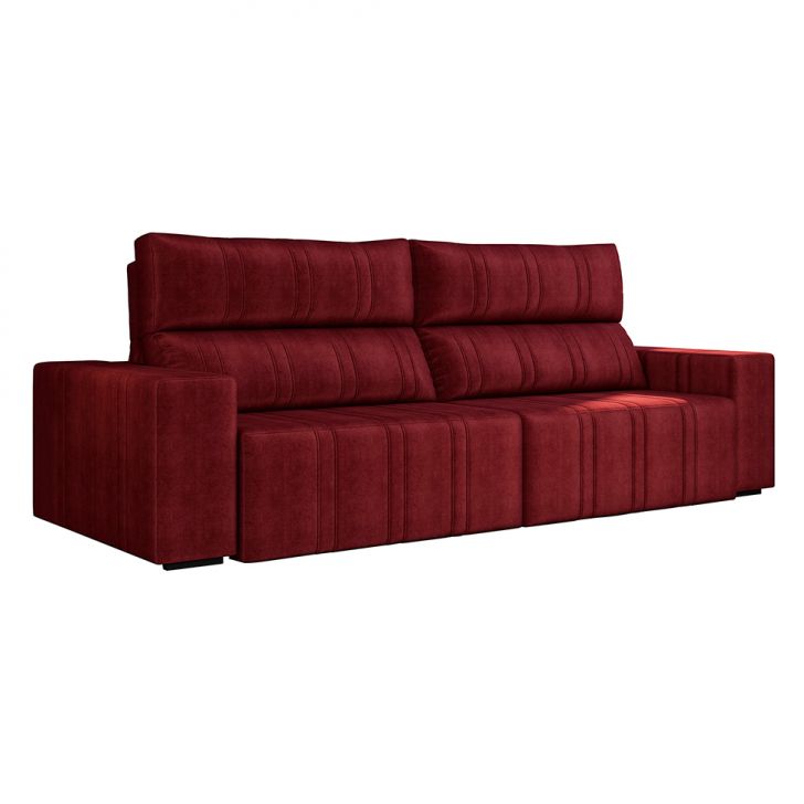Image of Sofá 4 Lugares Retrátil E Reclinável Barcelona Veludo Vermelho PLA-PL601UP35MIEMOB