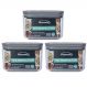 3 Potes Herméticos Plasvale 500ml cada Cristal Quadrado para