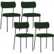 Kit 04 Cadeiras Estofadas Para Sala De Jantar Melina L02 Suede Verde Musgo - Lyam Decor