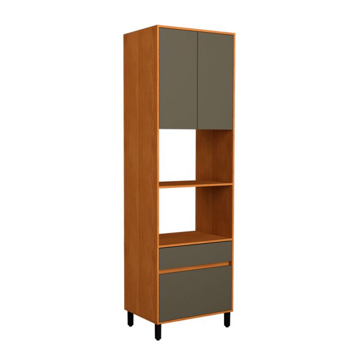 Paneleiro Denver 2 Portas 2 Gavetas Freijó e Grafite