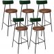 Kit 05 Banquetas Alta Cozinha Sala De Jantar Milão L02 Facto Verde Couríssimo Marrom - Lyam Decor