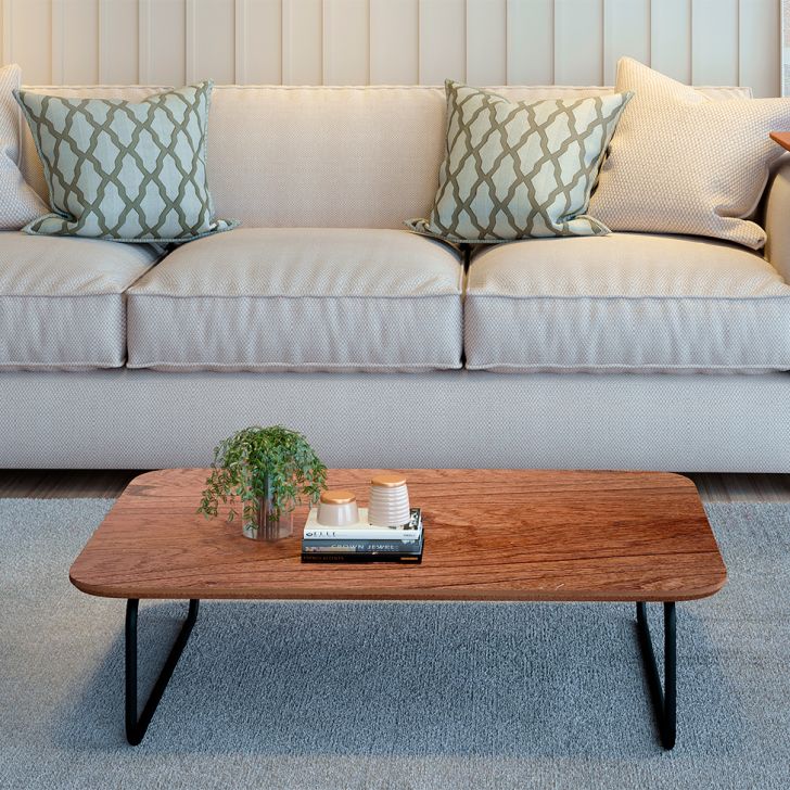 Mesa de Centro Retangular Roma Cinamomo e Preta