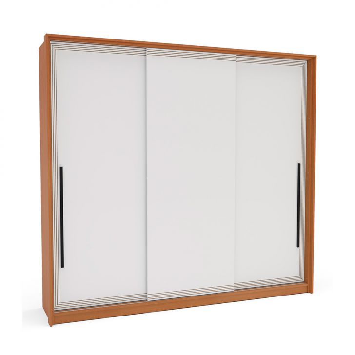 Guarda-roupa Casal Valência 3 Portas 4 Gavetas Freijó E Branco