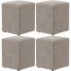 Kit 04 Puffs Quadrado L02 Decorativo Bouclê Bege - Lyam Decor