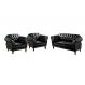 Conjunto De Poltronas E Sofá Dom Pedro 2 Lugares Chesterfield Capitonê - Couríssimo Preto