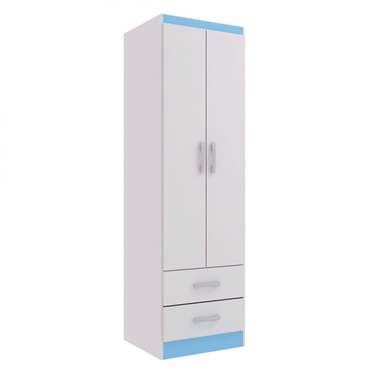 Guarda-roupa Solteiro Han 2 Portas Branco E Azul