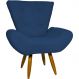Poltrona Decorativa Para Sala, Escritório, Recepção Emilia Suede Azul Marinho Pé Castanho - Clique E Decore