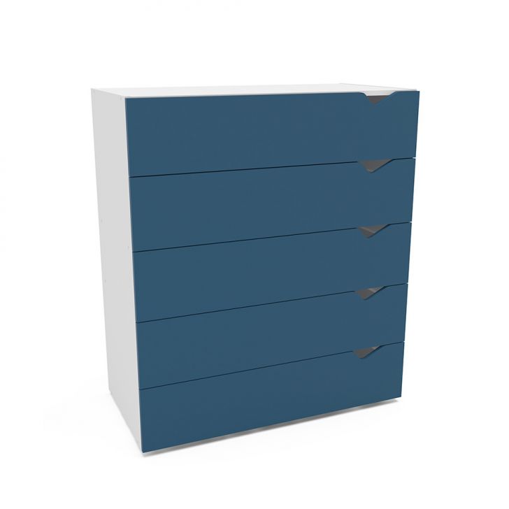 Cômoda Porto 5 Gavetas Azul e Branca