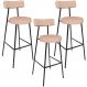 Kit 03 Banquetas Altas Cozinha Bar Sala De Jantar Em Aço Milão L02 Linho Rosê - Lyam Decor