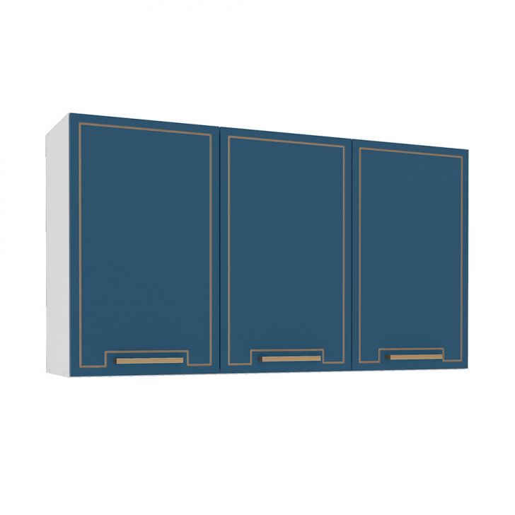 Armário Aéreo Amara 3 Portas Azul e Branco