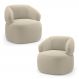 Kit 02 Poltronas Orgânicas Giratória Living Glee Bouclê Bege - Desk Design