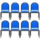 Kit 8 Cadeiras Hoteleiras Auditório Empilhável Sintético M23 Azul - Mpozenato
