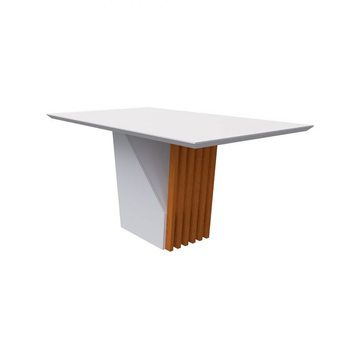 Mesa De Jantar Retangular Com Tampo De Vidro Veneza Off White E Ype 160 Cm