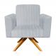 Poltrona Giratória Viena Gomada Suede Cinza Base Madeira MA30 D'Rossi