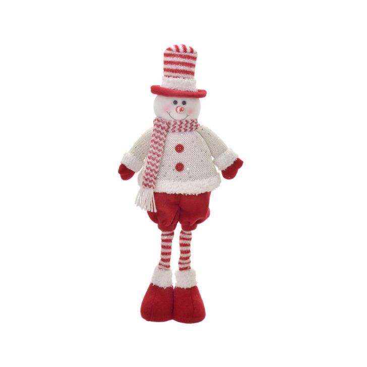 Enfeite Natalino Espressione Boneco de Neve Branco e Vermelho 54 cm