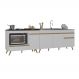Kit Balcão Cozinha para Cooktop/Forno 105cm e Gabinete Pia 150cm Retrô Veneza Multimóveis MP2288 Branco/Dourado