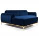 Sofá 230cm 4 Lugares com Chaise Esquerdo Pés Gold Molino B-304 Veludo Azul Marinho - Domi