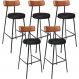 Kit 05 Banquetas Alta Bar Cozinha Sala De Jantar Milão L02 Couríssimo Camel Preto - Lyam Decor