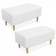 Kit 02 Puffs Decorativo Sala de Estar Cléo W01 Pés Palito 90 cm Corino Branco - Lyam Decor