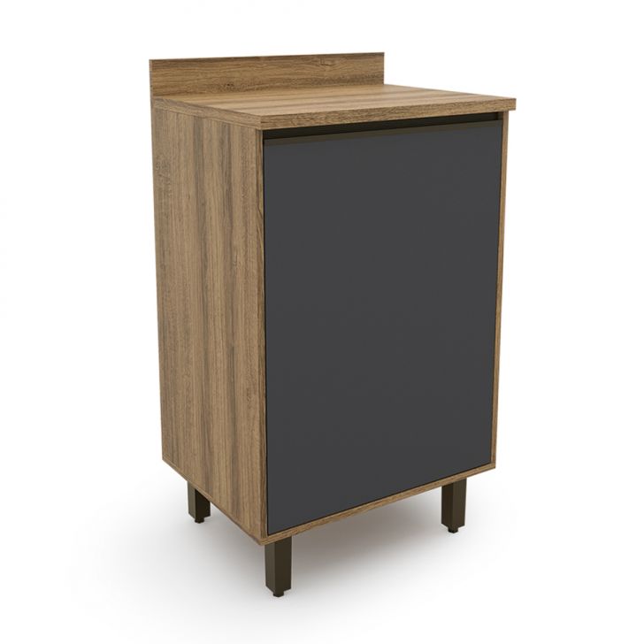 Balcão de Cozinha com Tampo Confort 1 PT Cinamomo e Grafite