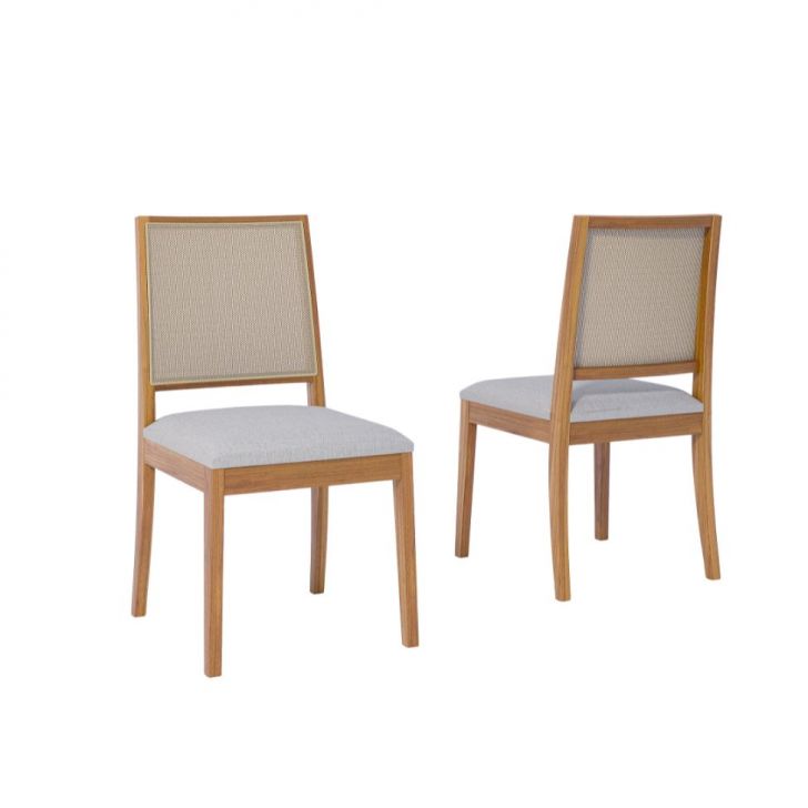 Conjunto com 2 Cadeiras Buriti Linho Cinza e Madeira
