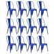 Kit 12 cadeiras Iron Tolix design indutrial jantar cozinha Azul escuro