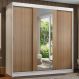 Guarda-Roupa Casal Madesa Reno 3 Portas de Correr com Espelho - Branco/Rustic