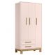 Guarda Roupa Infantil 3 Portas Slim Q Encanto Rosa - Qmovi