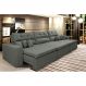 Sofá Cairo 3,82m Retrátil, Reclinável com 6 Almofadas Tecido Suede Cinza - Cama InBox