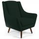 Poltrona Decorativa Fixa Pés de Madeira Juliet D02 Linho Verde C-117 - Lyam Decor