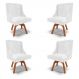 Kit 4 Cadeiras Decorativas Sala de Jantar Base Giratória de Madeira Firenze PU Branco Brilho/Natural G19 - Gran Belo