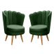 Kit 02 Poltronas Decorativa Pétala Pés Palito - Veludo Verde