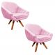 Kit 02 Poltronas Giratória Giovana Suede Rosa Bebê Base Madeira MM30 D'Rossi