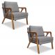 Kit 2 Poltronas Decorativas De Luxo Frida Linho Cinza G63 - Gran Belo