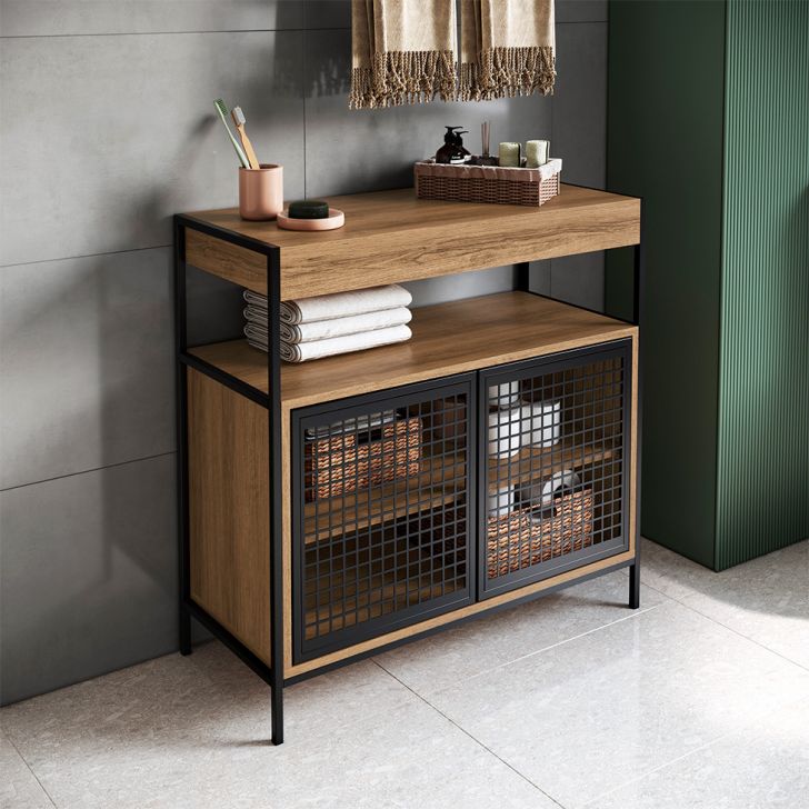 Gabinete De Banheiro Industrial Avis 2 Pt Mel E Preto