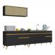 Armário de Cozinha Compacta 270cm Veneza Multimóveis V2077 Preto/Dourado