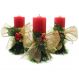 Kit 3 Velas Vermelhas Decorativas Para Natal Com Laço Dourado
