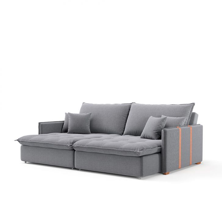 Image of Sofá Retrátil Sem Caixa 3 Lugares Solomons Linho Cinza 214 Cm PLA-MO173UP35GMEMOB